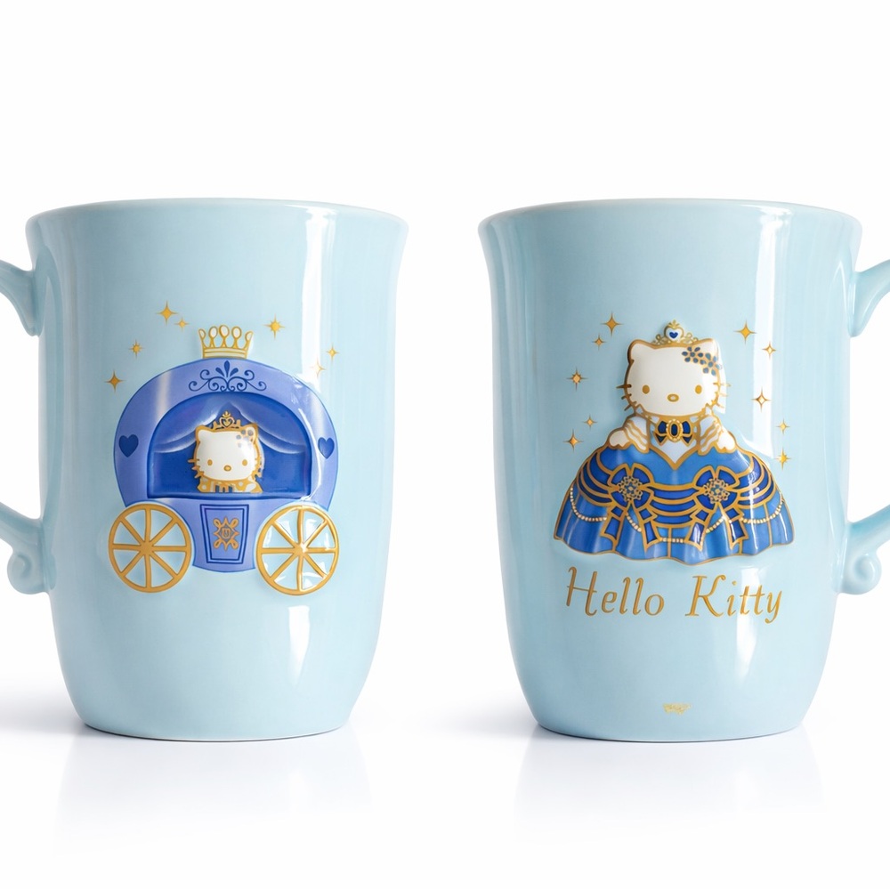 Sanrio 1993 Hello Kitty Tiara Colletion Dress 3D Blue Vintage Collection Mug Cup